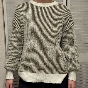 Striped Women's Sweater - Cream and Brown